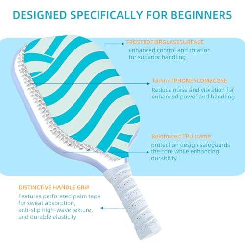 Pickleball Paddles Set of 2- USAPA Fiber Face & Polymer Honeycomb Core Pickleball Set with Include Indoor/OutdoorBalls|Grip Tapes|Backpack, Pickle Ball Paddle for Men and Women Beginners
