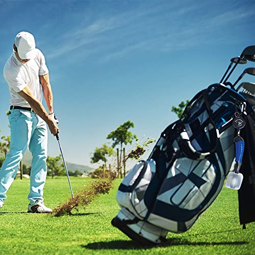 Retractable Golf Club Brush | Oversize Double Brush & Ergonomic Grip & Retractable Groove Cleaner & Lanyard - color: Blue