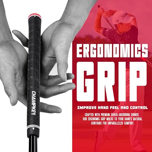 CHAMPKEY Professional Golf Swing Trainer with Customizable Size Grip - Come with 2 Golf Alignment Sticks - Choose Grip Size and Swing Training Aid Length - size: Midsize（Grip Size）, style: 48 Inches