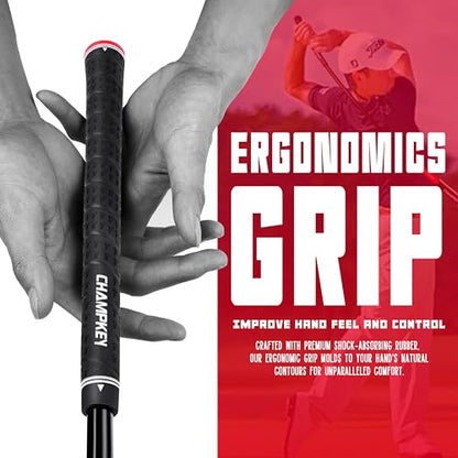 CHAMPKEY Professional Golf Swing Trainer with Customizable Size Grip - Come with 2 Golf Alignment Sticks - Choose Grip Size and Swing Training Aid Length - size: Midsize（Grip Size）, style: 48 Inches