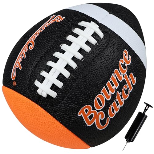 Training Football, Youth Size Fatherless Football PassCatch Solo Enhancing Passing Catching Halfball(with Pump) - style: Brown-7#(Ages 5-14)