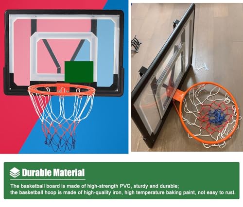 Basketball Hoop Outdoor Wall Mounted, Sturdy Kids Basketball Backboard and Rim for Pole Mount/Fence/Garage Door, Strap-on or Suspension Mounting