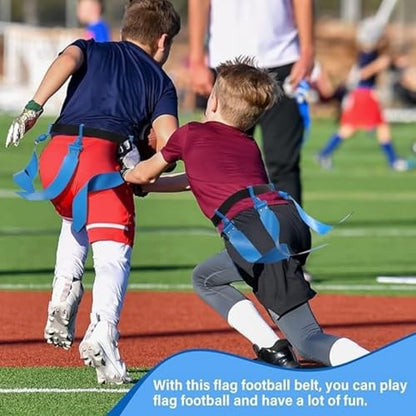 Junkin 6/8/10 Players Flag Football Sets Adjustable Football Belts and Flags for Youths Teens Kids Adults Players Sports Team - color: Blue,white