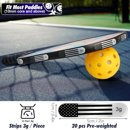 20pcs Pickleball Lead Tape - 3M Adhesive Lead Tape for Pickleball Paddles with Storage Box, Weighted 3g Adhesive Strips for Golf Clubs Tennis Racket Increase Control & Power