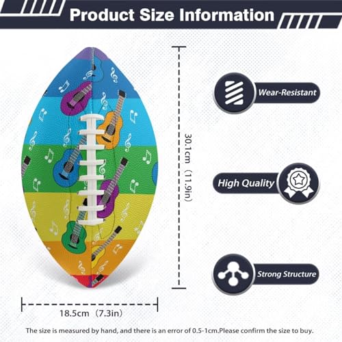 SYtrade Recreational Football Game Footballs PU Composite Leather Footballs for Training Indoor Outdoor - color: Guitar Music Rainbow Stripe