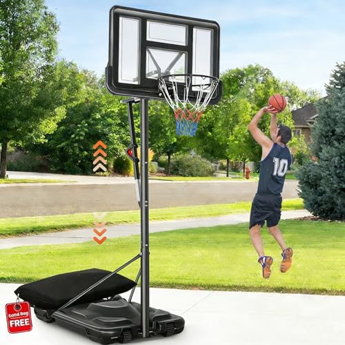 Basketball Hoop Outdoor 10ft Adjustable Portable Basketball Hoops & Goals System for Teens Youth and Adults in Backyard/Driveway/Indoor, 48 Inch Shatterproof Backboard, Fillable Base