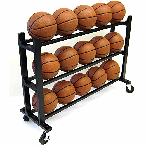 Trigon Sports Sports Lockable Ball Storage Cart, Basketball Storage Bin for Indoor Outdoor, Rolling Exercise Ball Cart Holder for Gym, School, Club - style: HD Ball Locker with Wheels 3 Tier