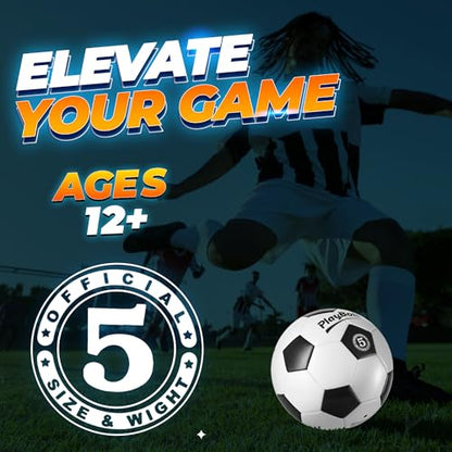 PlayBolt Soccer Ball Size 5 with Pump - Black & White Training Practice & Match Ball for Kids, Youth and Adults (Pack of 1 or 4) - size: 4-Pack