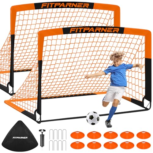 Kids Soccer Goals for Backyard Set - 2 Pack of Portable Pop Up Soccer Nets with Ball,Cones,Complete Training Equipment Kit for Toddler,Youth,Kids Age 3-14,Outdoor Sports Game