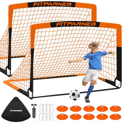 Kids Soccer Goals for Backyard Set - 2 Pack of Portable Pop Up Soccer Nets with Ball,Cones,Complete Training Equipment Kit for Toddler,Youth,Kids Age 3-14,Outdoor Sports Game