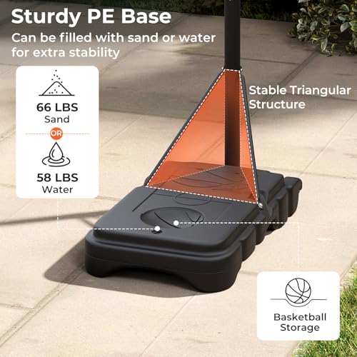 Goplus Basketball Hoop Outdoor, Portable 3.3-7FT/10FT Adjustable Basketball Goal System w/Shatterproof PC Backboard, Wheels for Adults in Pool Driveway Backyard - style: 3.3-7 FT, Black+White