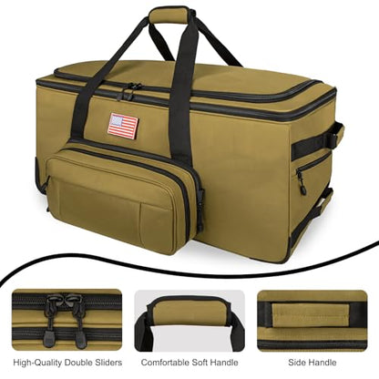150L Large Rolling Duffle Bag with Wheels, Heavy Duty 32'' Tri-Wheel Gear Hauler for Camping,Moving Sports Equipment,Military & Airline Checked Bag Approved,Khaki - color: Khaki