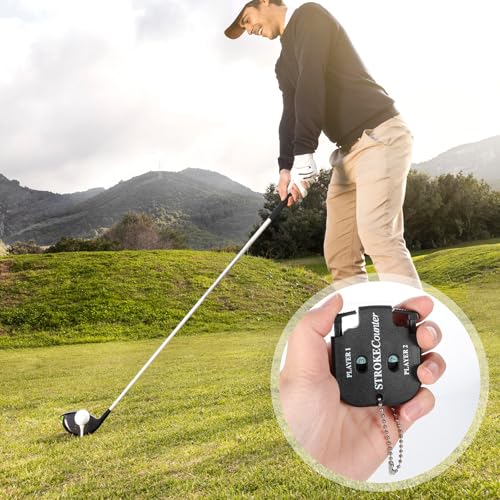 simarro 4pcs Golf Stroke Counter, Mini Golf Ball Scorer Counter Clicker Portable Golf Score Counter with Dial Resetting Tool Key Chain for Different Kinds of Competitions and Games