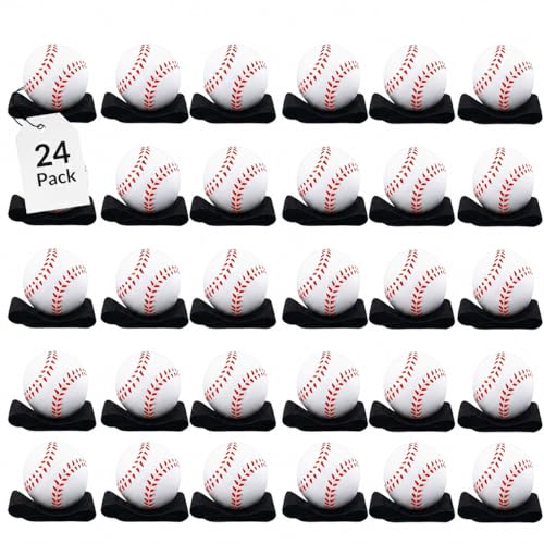 Playbees 24 Pack Reactive Practice Baseballs – Bulk Team Set with Wrist Return Elastic Cord – Heavy Duty Training Balls for Baseball & Softball Drills – Large Party Favor Pack for Kids - style: 24 Pack
