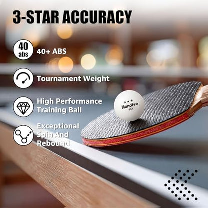 Hanaive 80 Pcs 3 Star Table Tennis Balls, 40+mm ABS Training Table Tennis Balls Bulk for Practice Competition and Recreational Play, Indoor and Outdoor Compatible - color: White