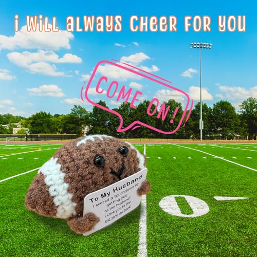 Mini Handmade Crochet Football Birthday Gift for Husband/Boyfriend/Fiance, Emotional Support Football Wedding for Husband, Romantic I Love You Gifts - color: Football3