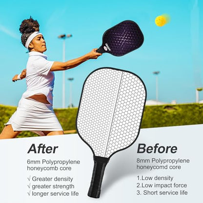 Lightweight Fiberglasses Pickleball Paddles Sets with Overgrips, Lead Tapes, Pickleball Balls