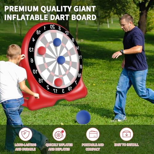 Outdoor Games, Inflatable Giant Kick Darts 6.5FT, Soccer Dartboard for Adults & Family, Backyard Yard Game, Carnival Lawn Games with Air Pump, 10+ Play Modes