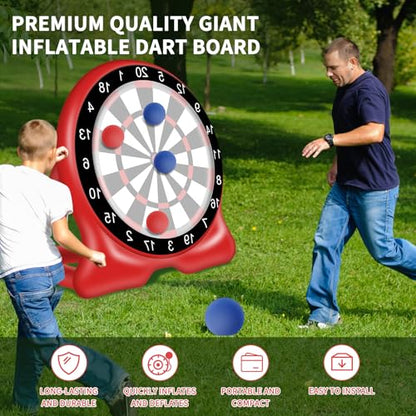 Outdoor Games, Inflatable Giant Kick Darts 6.5FT, Soccer Dartboard for Adults & Family, Backyard Yard Game, Carnival Lawn Games with Air Pump, 10+ Play Modes