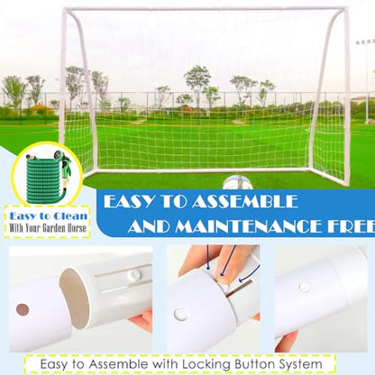 KATARUS Soccer Goal 12x6FT/10x6.5FT/8x6FT/8x5FT/6x4FT Outdoor Soccer Net Goals for Backyard with Weatherproof UPVC Frame & Ground Stakes Portable PVC Soccer Goal Post for Adults & Youth Training