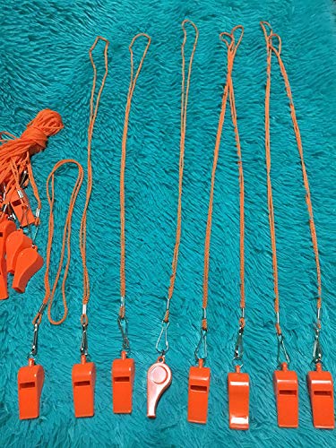 20 Pcs Plastic Loud Whistles with Lanyard for Referee Coaches Basketball Football Sports Training Game Event Lifeguard Survival Emergency Fun School Kids Tool Set Suppliers - color: Orange