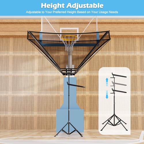 2026 Upgraded Basketball Rebounder, Adjustable Height Basketball Return Attachment with 180° Rotating Track, Basketball Shot Trainer Rebounder with Net Return System, Easy Assembly & Storage