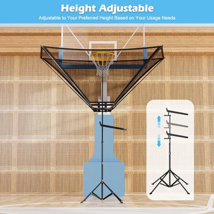 2026 Upgraded Basketball Rebounder, Adjustable Height Basketball Return Attachment with 180° Rotating Track, Basketball Shot Trainer Rebounder with Net Return System, Easy Assembly & Storage