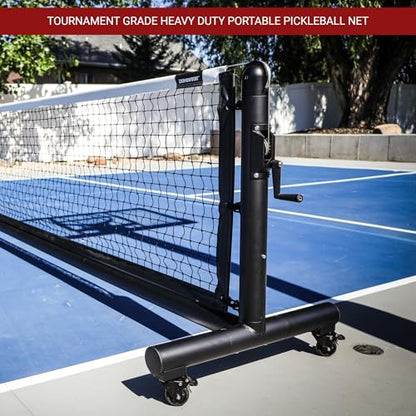 Dominator PRO Portable Pickleball Net - Heavy Duty USAPA Compliant Portable Regulation Pickleball Net - Indoor/Outdoor Aluminum Rust Proof Frame w/Adjustable Net Tension & Locking Wheels - style: Black