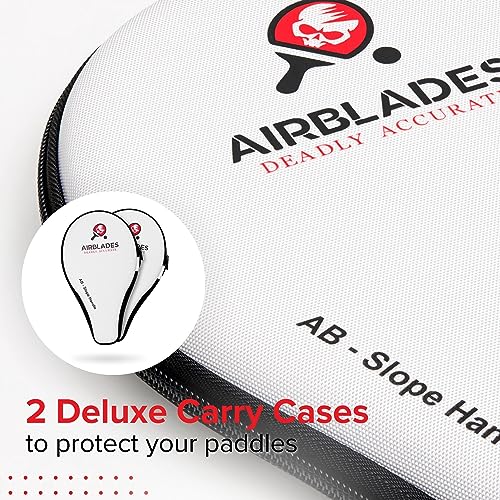 Professional Ping Pong Paddle with Hard Carry Case | Pro Table Tennis Racket | Table Tennis Paddle with Ergonomic Handle | 5 Blades of Wood with Premium Rubber and Sponge by AirBlades | Hard Carry Case