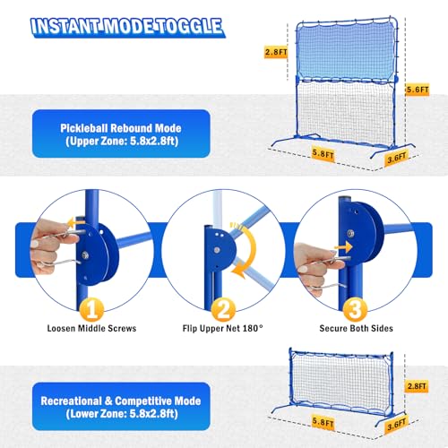 Pickleball Practice Rebounder Net Adjustable Angle for Dinks Volleys Solo Team Training Equipment, Mini Pickle Ball Net Portable Trainer for Outdoor Driveway Backyard Indoor Garage, Easy Setup - size: 6X6FT Adjustable