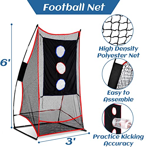 3x6FT Football Net with Throwing Target Strike Zone for Kicking Punting and QB Accuracy Training Portable Football Practice Equipment with Steel Base and Carry Bag - size: 3X6FT with Target