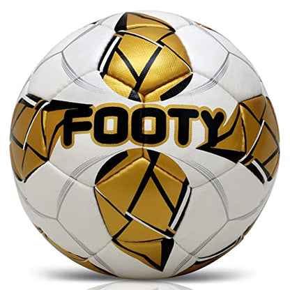 Footy - Size 5 Leather Soccer Ball with Pump - Professional Youth Training Ball - color: Golden