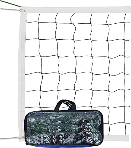 Professional Volleyball Net Outdoor Heavy Duty with Aircraft Steel Cable Top, Two Stitched Border, Regulation Volleyball Nets for Backyard Schoolyard Beach