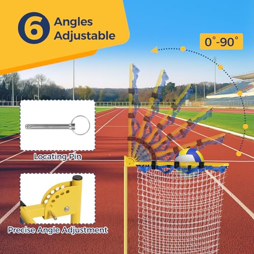 Volleyball Setter Training Equipment 8 Adjustable Heights,Sturdy and Durable 130inch Volleyball Setter Training Net 6 Adjustable Angles for Indoor and Outdoor Training - color: Yellow