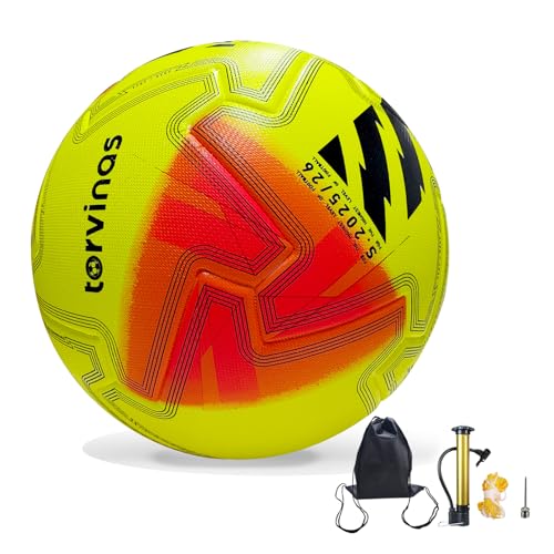 Soccer Ball Size 5,4 – Thermal Bonded Waterproof PU Leather, Professional Training & Match Ball for Youth & Adults, with Pump & Bag, Training Gift Set - color: light yellow