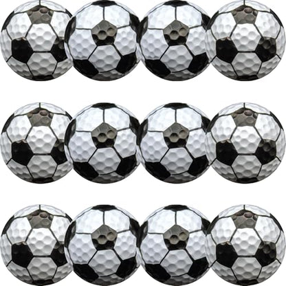GBM Soccer Novelty Golf Balls – 360 Degree Soccer Golf Balls Design for Players, Coaches, Sports Fans, Tournaments, League Play and Golfers Gifts, 1 Dozen