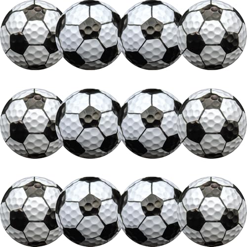 GBM Soccer Novelty Golf Balls – 360 Degree Soccer Golf Balls Design for Players, Coaches, Sports Fans, Tournaments, League Play and Golfers Gifts, 1 Dozen