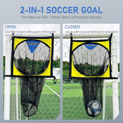 Soccer Target Net and Ball Bag - 2 in 1 Design, Corner Shooting Target Goal, Top Bins Soccer Target Net, Soccer Training Equipment with Carry Bag, Easy to Attach and Detach