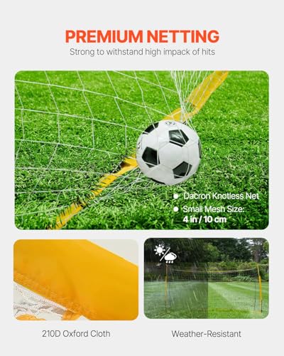 VEVOR Portable Soccer Goal, 12 x 6 ft Large Practice Soccer Net, Steel Fiberglass Structure Training Goal Set with Carry Bag, All-Weather Outdoor Use, for Backyards, Parks, School Fields - style: Fiberglass Rod Cube