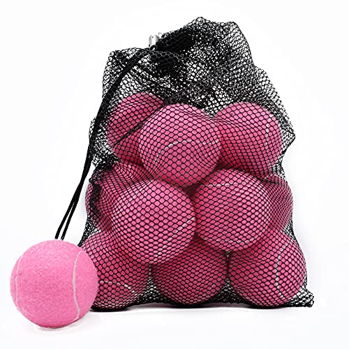 Magicorange Tennis Balls, 12 Pack Advanced Training Tennis Balls Practice Balls, Come with Mesh Bag for Easy Transport, Good for Beginner Training Ball - color: Pink