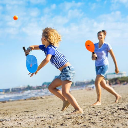 U&C Planet Beach Paddle Ball Set, Badminton Rackets, Family Game for Kids and Adults, Indoor Outdoor Game Backyard Park Camping Yard for Boys, Girls All Ages
