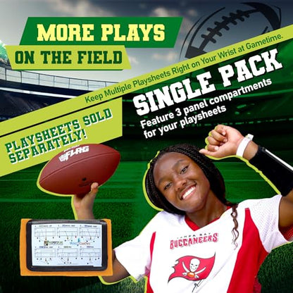Football Play Wristbands - Youth Quarterback Gear - Wristband Playbook for Football and Softball Signs - color: Orange
