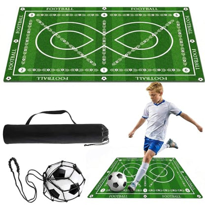 Different Sizes Soccer Training Mat with 8 Design, Non Slip Agility and Dribbling Mat for Ball Control Drills, Portable Indoor Outdoor Use - size: Large