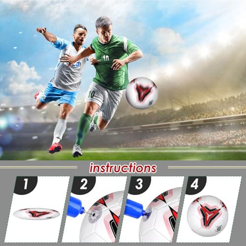 Soccer Ball 5 Size,Design Soccer Ball, Indoor Outdoor Football for School Training Practice or Boys Girls Toddlers Gift