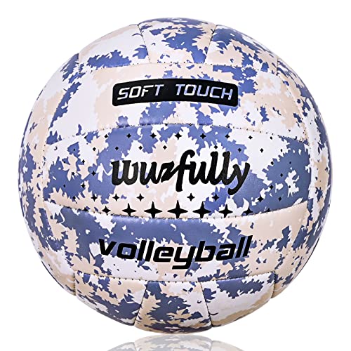 Volleyball Official Size 5,Soft Volleyballs for Backyard Beach Park Play Games Practice Volleyball for Beginner Teenager(Best Gift) - color: Leaf/blue white