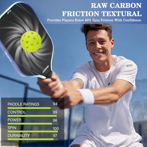 Pickleball Paddles Set of 2 - Carbon Fiber Pickle Ball Paddle Composite -USAPA Approved Pickle Racket -14mm Lightweight Honeycomb Core -with Strong Spin -Men's and Women's Outdoor Indoor Game Set Blue