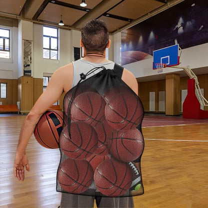 Extra Large Sports Ball Bag, Heavy Duty Breathable Mesh Storage Bag, 40" x 30" Hold 10-12 Soccer Basketball Football, Adjustable Shoulder Strap, Ideal for Coaches, Team, Swimming Gear - style: No Pocket