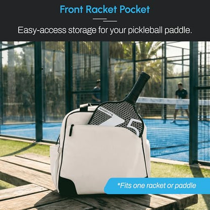 Avantic Pickleball Paddle Bag for Women & Men - 2-in-1 Canvas Backpack and Tote with Paddle Pocket, Shoe Compartment, Vegan Leather