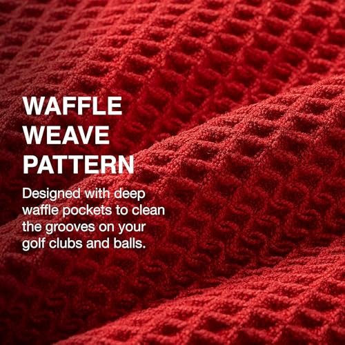 Ghost Golf Magnetic Towel (Greenside) - Premium Ultra-Absorbent Microfiber Golf Towel with Magnet for Golf Carts or Clubs - 18" x 18" Golfing Gear - Waffle Weave Pattern (Red) - color: Red