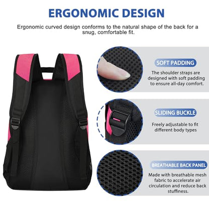 LARIPOP Soccer Backpack with Ball Holder & Shoe Compartment Large Capacity Youth Sports Bag for Training - color: Pink